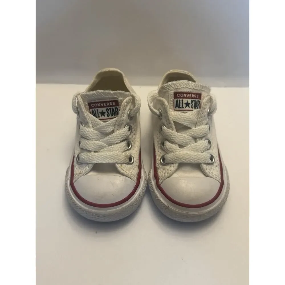 Converse All Star Toddler Size 3 White Low Top Canvas Sneakers Shoes